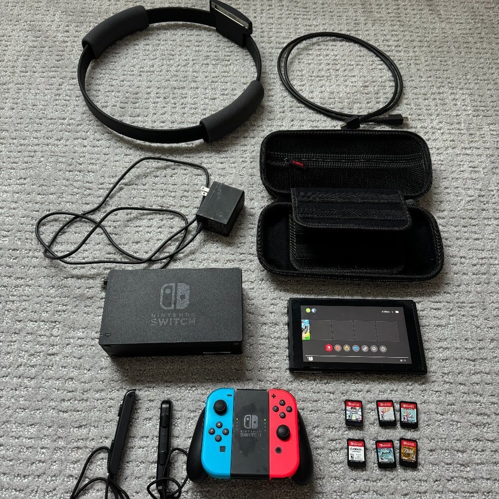 Switch Console Bundle with Carrying Case and Games (Great Condition!)